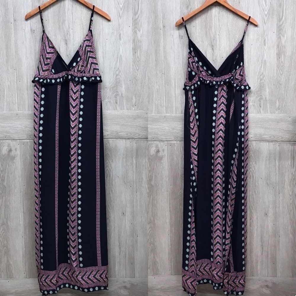 Navy Purple Spaghetti Strap Maxi Dress